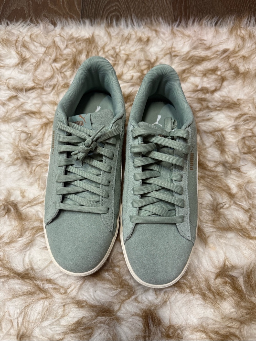 Puma Suede Sneakers in Sage Green with White Soles